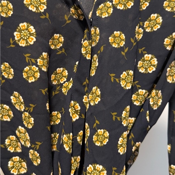 LOFT Navy Daisy Wrap Top - Picture 9 of 9